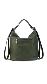 Cartera negra con opción de uso como mochila, con diseño práctico, bolsillo al frente y atrás para fácil acceso. División interna en el medio para organizar tus pertenencias, ideal para uso diario, compacta y funcional.