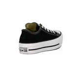 Championes urbanos Converse Chuck Taylor All Star Lift Ox, color negro con plataforma blanca y cordones blancos.