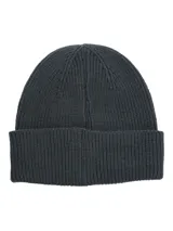 Gorro beanie negro de punto acanalado con parche con el logo de Hush Puppies.