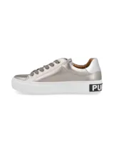 Zapatillas Hush Puppies color beige con cordones y suela blanca.