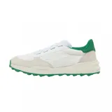 Championes Lacoste modelo L003 Elite Active Evo, color blanco con detalles en verde. Presentan el logo de la marca en el lateral y suela de goma con diseño texturizado.