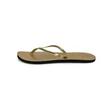 Ojotas Reef Jet Setter doradas con base color arena.