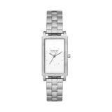 Reloj Skagen modelo Hagen Lille con caja rectangular de acero plateado y pulsera de eslabones.