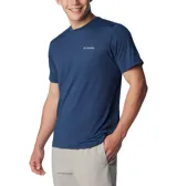 Remera azul de manga corta Columbia con tecnología Omni-Shade™ UPF 50 para protección solar y Omni-Wick™ para absorción de la humedad.
