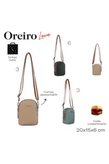 Bandolera negra con detalles en marrón, con doble compartimento con cierre y correa larga regulable.