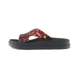 Sandalia Zaxy Daily Slide con base negra y tira superior con estampado animal print en tonos naranja y marrón.