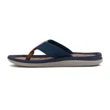 Chanclas de dedo para hombre, con base amarilla, tiras grises y contorno azul marino.