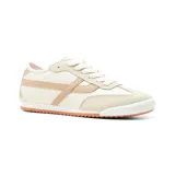 Championes deportivos American Sport Moia color beige con detalles en marrón y suela naranja.