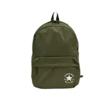 Mochila negra de poliéster con logo Converse All Star en blanco en el bolsillo frontal.