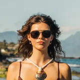 Lentes de sol Sunski modelo Estero, con montura metálica color verde oliva y detalles en marrón. Lentes polarizados que bloquean el 100% de los rayos UVA/UVB/UV400. Diseño inspirado en los lentes de aviación vintage.