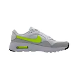 Zapatillas deportivas Nike Air Max SC, color blanco con detalles en gris y logo en verde flúor.