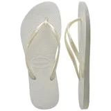 Ojotas Havaianas Slim color blanco con tiras finas.