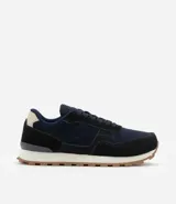 Championes de hombre marca Viko, estilo jogging, color azul marino y negro, con cordones y suela de goma. Confeccionados en material sintético con textura y recortes.