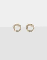 Aros pasantes dorados en forma circular con strass y cierre tope a presión.