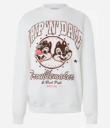 Sudadera blanca de algodón y poliéster con forro polar, cuello redondo, mangas largas con puños acanalados y estampado frontal de Chip 'N' Dale.
