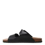 Sandalias de hombre negras con dos tiras anchas ajustables con hebilla, plantilla anatómica de corcho y suela de goma.