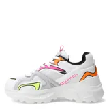 Zapatillas deportivas negras con detalles en rosa, naranja, amarillo y blanco.