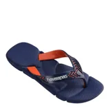 Sandalias Havaianas Power 2.0 para hombre, color azul marino con detalles en amarillo y diseño texturizado en la plantilla.