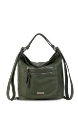 Cartera negra con opción de uso como mochila, con diseño práctico, bolsillo al frente y atrás para fácil acceso. División interna en el medio para organizar tus pertenencias, ideal para uso diario, compacta y funcional.