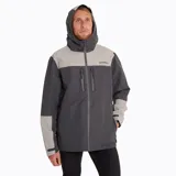 Chaqueta impermeable Merrell Mesquite Hardshell para hombre, con membrana 5000x5000, costuras selladas, cierres waterproof, ajuste personalizable en cintura, puños y capucha, bolsillos en pecho y manos, estampados reflectantes y calce regular.