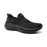 Championes deportivos Skechers Hands Free Slip-Ins Bobs Sport Infinity, color negro, con capellada de tejido knit guateado, plantilla Skechers Memory Foam y amortiguación Vapor Foam.