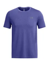 Remera deportiva Under Armour Vanish Seamless de hombre, color negro con logo plateado en el pecho. Confeccionada en tejido transpirable de secado rápido y sin costuras para evitar el roce.