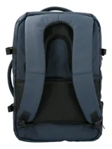 Mochila RKF unisex de poliéster reciclado repelente al agua, color gris. Cuenta con tres compartimentos independientes con cierre, compartimento para laptop de 15 pulgadas, triple bolsillo frontal con cierre, mango lateral, correas ajustables, almohadillas en la espalda, pasador para maleta y broches laterales.
