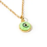 Collar de acero enchapado en oro con dije de ojo turco verde, longitud de 45 cm con posibilidad de alargue.