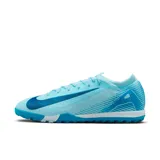 Championes de fútbol Nike Mercurial Zoom Vapor 16 Pro Tf, color celeste con detalles en azul.