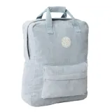 Mochila Rip Curl celeste de pana con logo bordado y bolsillo frontal.
