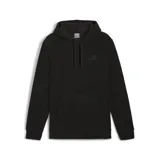 Buzo hoodie Puma ESS Elevated Polar Fleece negro, de corte clásico, con capucha ajustable con cordón, bolsillo tipo canguro y logo de la marca bordado en el pecho.