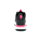 Championes Caterpillar Colorado Sneaker Lo, color negro con detalles en rosa, capellada de cuero y nylon, forro de malla de nylon suave y transpirable, plantilla de espuma acolchada, entresuela de EVA duradera y liviana, suela de goma duradera y con gran tracción.