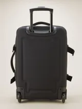 Valija de mano color verde militar con ruedas y manija extensible.