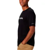 Remera de hombre Columbia de manga corta, color negro, con logo de la marca estampado en el pecho y en la manga.