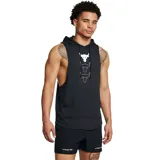 Musculosa negra con capucha, sin mangas, con logo de Project Rock estampado en el pecho.