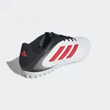 Championes Adidas Copa Pure 3 Club TF para hombre, color blanco con detalles en negro y rojo.