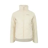 Campera color crema con cierre frontal y cuello alto. Tiene dos bolsillos laterales con cierre y logo de la marca bordado en el pecho.