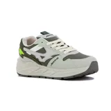 Championes deportivos Austral Champion modelo Seul, con combinaciones de colores verde militar, gris claro, blanco y detalles en verde flúor. Presentan una silueta de running retro con superposiciones de gamuza y malla, y una suela gruesa y texturizada.