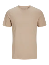 Camiseta de manga corta color beige, con cuello redondo y corte slim fit.