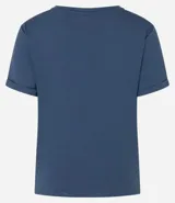 Blusa de viscosa color verde, con cuello redondo y manga corta con detalle plegado.