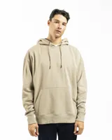 Buzo canguro verde con capucha y bolsillo frontal, de corte oversized.