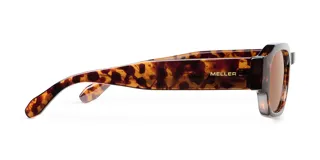 Lentes de sol con montura geométrica de acetato color carey (tortoise) y lentes marrones polarizadas.