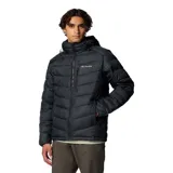 Campera puffer negra para hombre, marca Columbia, modelo Labyrinth Loop II. Confeccionada en poliéster con forro Omni-Heat Infinity, capucha ajustable con cordón, puños elásticos, bolsillos con cierre en el pecho y en las manos, y dobladillo ajustable con cordón.