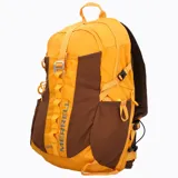 Mochila unisex amarilla y marrón de 22 litros, fabricada en poliéster ripstop repelente al agua. Cuenta con cinturón lumbar, respaldo acolchado, cinta daisy chain, bolsillos laterales para botellas, ajuste de pecho con silbato y bolsillo para llaves en la hombrera. Incluye cobertor impermeable de alta visibilidad.