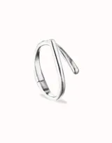 Pulsera rígida plateada con forma de espiral, fabricada en aleación de metales bañada en plata de ley.