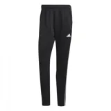 Pantalón largo Adidas Train Essentials 3-Stripes Joggers para hombre, color negro con tres rayas blancas a los costados y logo blanco en el muslo.