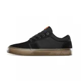 Championes Etnies Barge LS X Santa Cruz, color negro con detalles en azul y suela marrón.