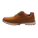 Zapato acordonado color marrón de cuero y gamuza, con suela de goma con tecnología Honey Foam y plantilla de algodón orgánico.