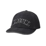 Gorra de béisbol negra con logo Rip Curl bordado en blanco en el frente.