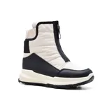 Bota casual de caña media color negro, con cierre frontal y plataforma.